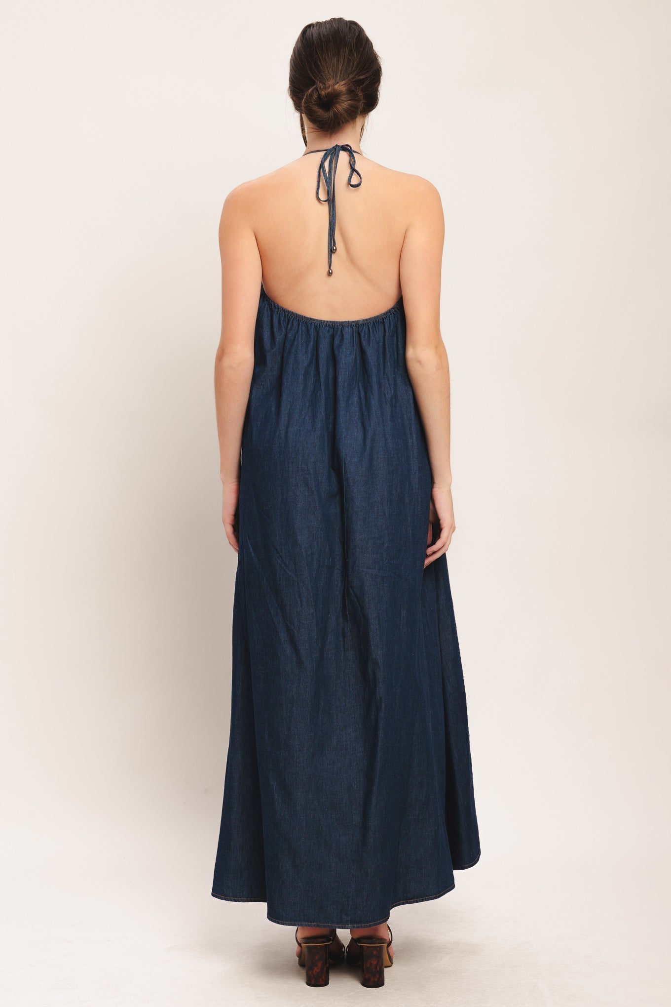 QUIET STATEMENT DENIM MIDI DRESS