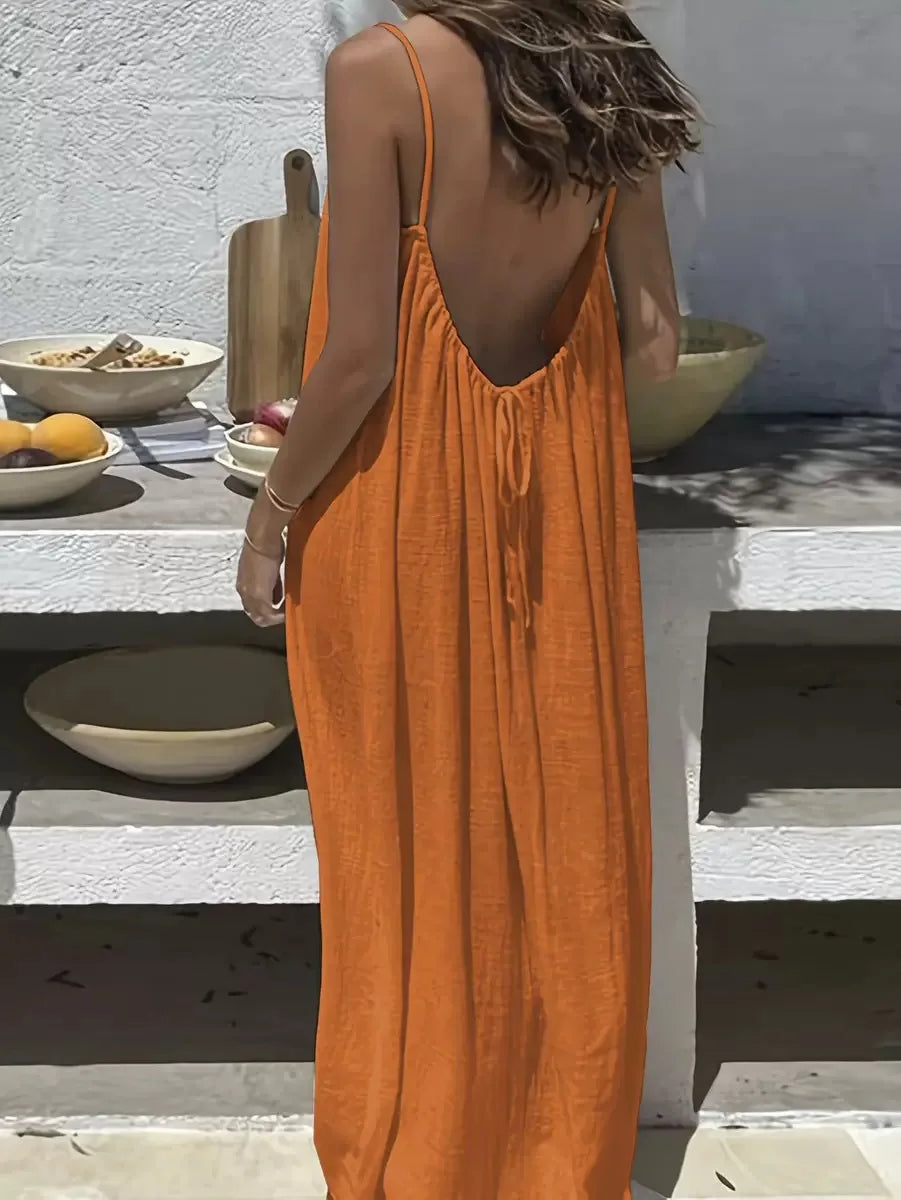 Backless Scoop Neck Maxi Dress