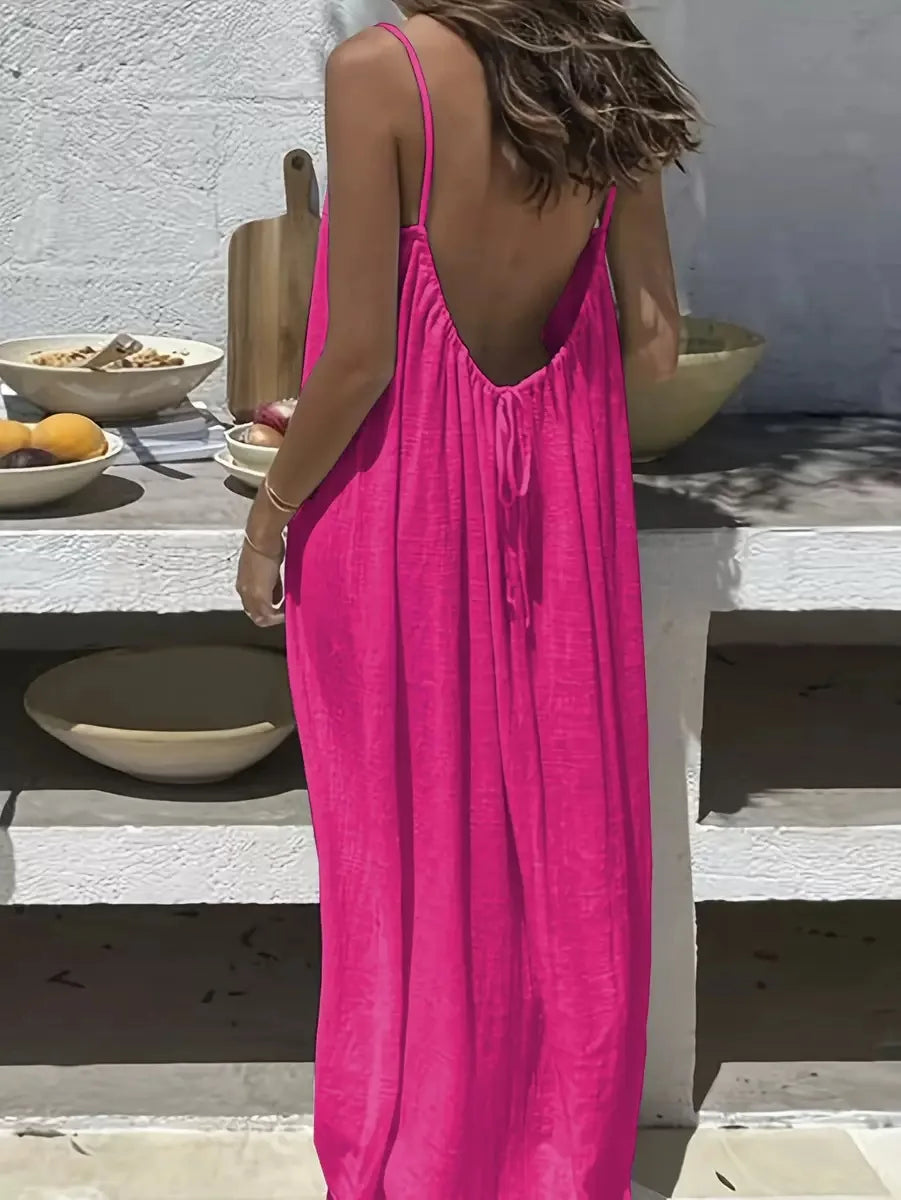 Backless Scoop Neck Maxi Dress