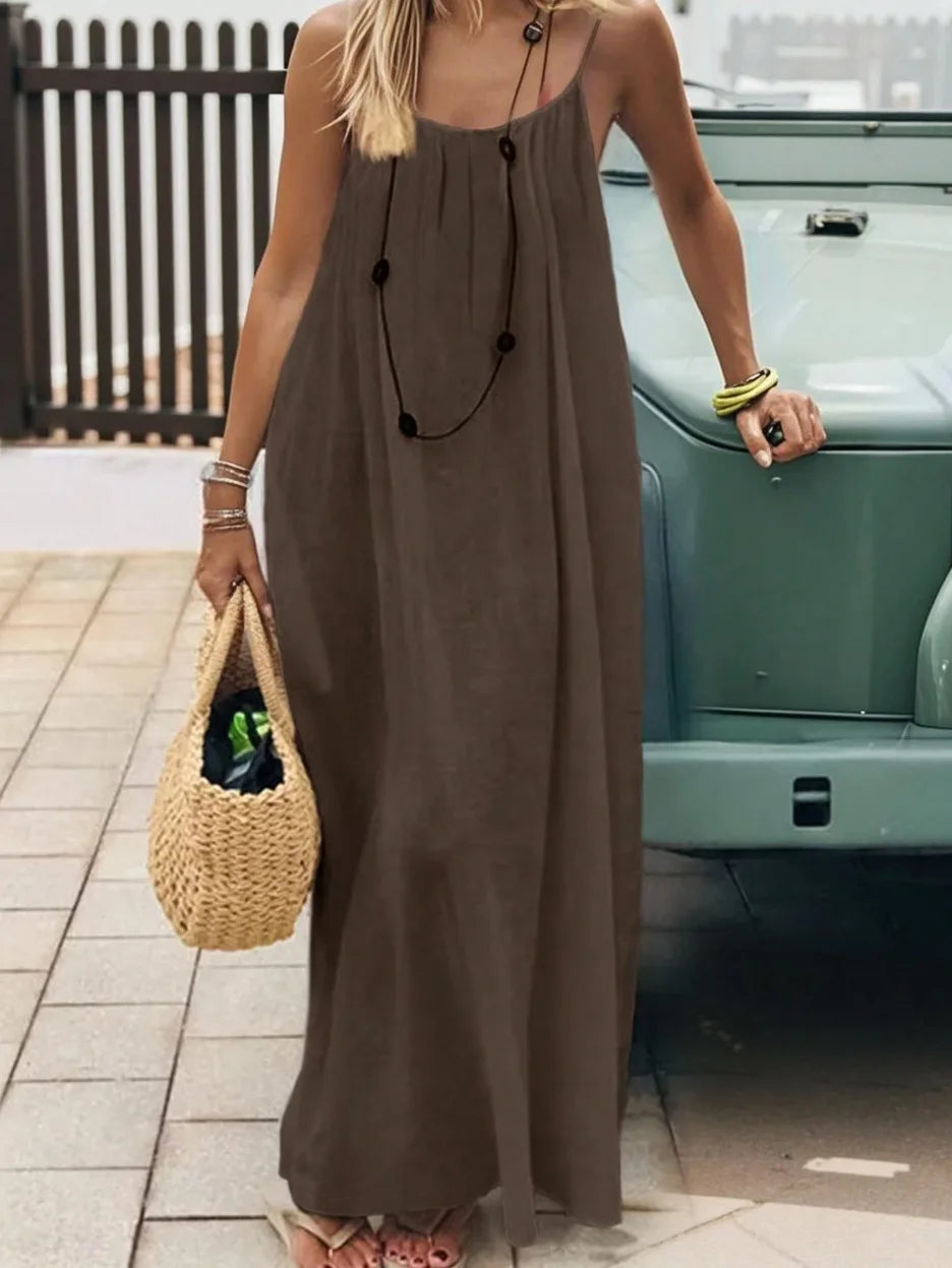 Backless Scoop Neck Maxi Dress