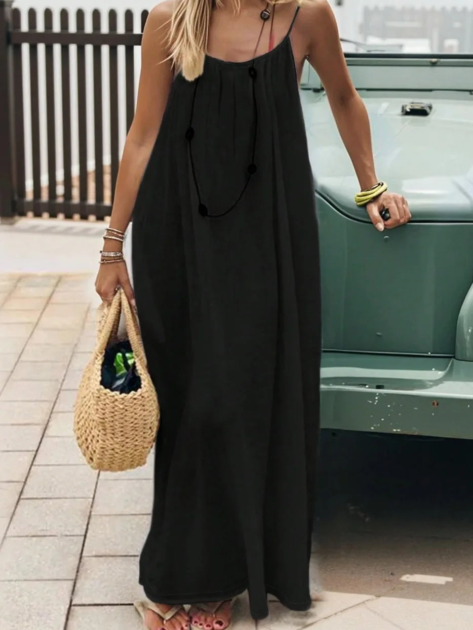 Backless Scoop Neck Maxi Dress